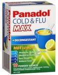Panadol Cold &amp; Flu MAX + Decongestant Hot Lemon Powder Sachets