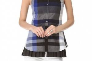 10 Crosby Derek Lam Double Collar Plaid Blouse