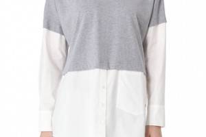 10 Crosby Derek Lam Poplin Combo Oversized Top