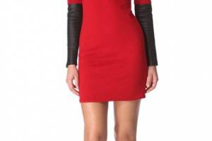 10 Crosby Derek Lam Sweater Dress with Leather Sleeves