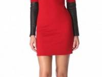 10 Crosby Derek Lam Sweater Dress with Leather Sleeves