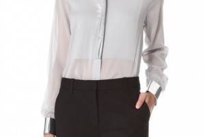 3.1 Phillip Lim Metallic Bib Blouse