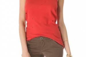 AIR by alice + olivia Distressed Long Tank