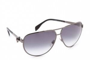 Alexander McQueen Metal Aviator Sunglasses with Skulls