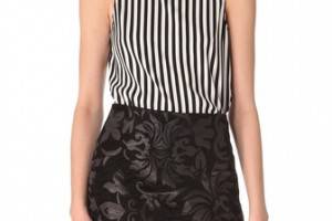 alice + olivia Arleigh Pleated Stripe Tank