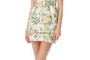 alice + olivia Bustier Tiered Floral Dress