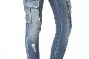 alice + olivia Distressed Cargo Jeans