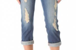 alice + olivia Distressed Rolled Jeans