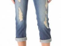 alice + olivia Distressed Rolled Jeans