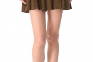 alice + olivia Milo Box Pleat Suede Skirt