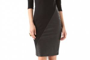 alice + olivia Nola Leather Combo Dress