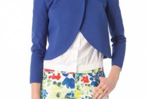 alice + olivia Puff Shoulder Crop Jacket