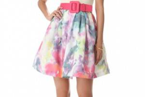 alice + olivia Scoop Neck Flare Floral Dress