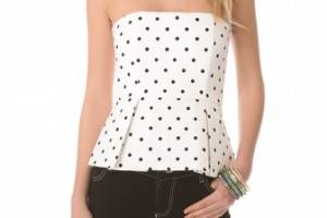 alice + olivia Strapless Peplum Top