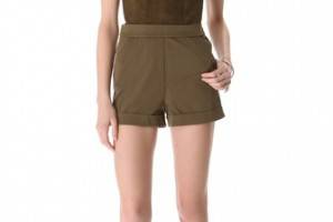 alice + olivia Suede Bodice Romper