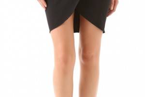 alice + olivia Tulip Draped Skirt with Leather Combo