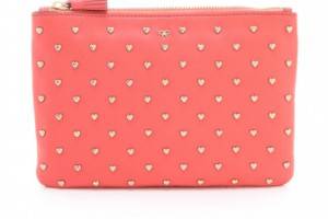 Anya Hindmarch Studded Heart Zip Top Pouch