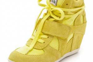 Ash Bowie Suede Wedge Sneakers with Canvas Insets