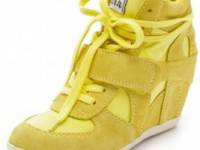 Ash Bowie Suede Wedge Sneakers with Canvas Insets