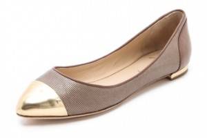 B Brian Atwood Avignon Ballet Flats with Cap Toe