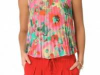 BB Dakota Helaine Watercolor Pleated Top