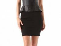 Blaque Label Strapless Peplum Dress with Leather Bodice