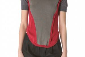 Carven Short Sleeve Color Block Sweater