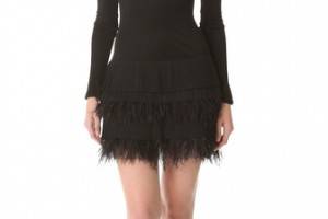 Catherine Malandrino Feather Skirt Dress