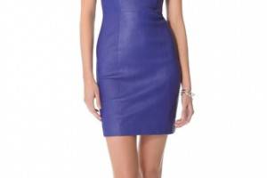 Catherine Malandrino Leather Combo Strapless Dress