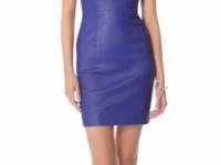 Catherine Malandrino Leather Combo Strapless Dress