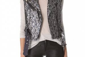 Catherine Malandrino Sequin Moto Vest