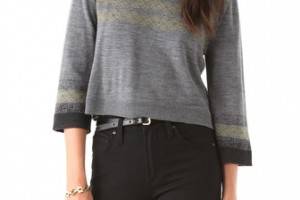 Chalayan Grey Line Intarsia Sweater