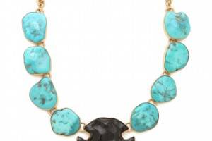 Charles Albert Turquoise & Obsidian Arrowhead Necklace