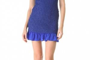 Charles Henry Ruffle Hem Boucle Dress