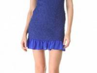 Charles Henry Ruffle Hem Boucle Dress