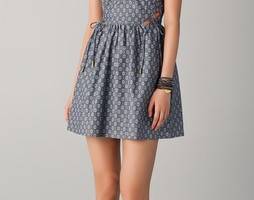 Charlotte Ronson Print Chambray Dress with Cutouts