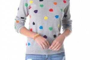Chinti and Parker Rainbow Hearts Cashmere Sweater
