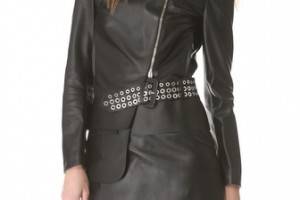 CoSTUME NATIONAL Leather Jacket with Belt Detail