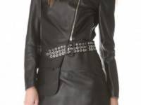 CoSTUME NATIONAL Leather Jacket with Belt Detail