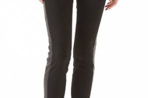 Current/Elliott High Waist Ankle Skinny with Leather Inserts