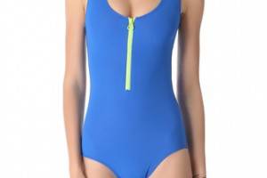 Cynthia Rowley Solid Scuba Zip Swimsuit