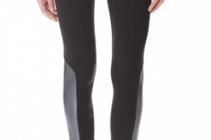 David Lerner Leggings with Leather Inserts