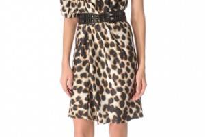 David Szeto One Shoulder Leopard Dress