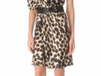 David Szeto One Shoulder Leopard Dress