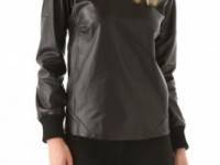 Derek Lam Leather Pullover with Merino Trim