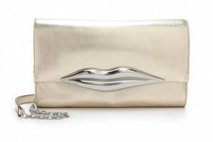 Diane von Furstenberg Carolina Lips Metallic Clutch