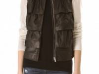 Diane von Furstenberg Cupcake Leather Bomber Vest