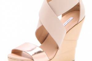 Diane von Furstenberg Opal Lacquered Wedge Sandals