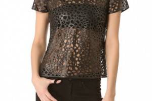 Diane von Furstenberg Sade Leather Leopard Top