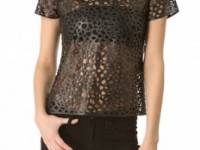 Diane von Furstenberg Sade Leather Leopard Top